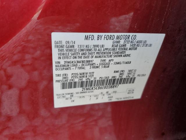 Photo 14 from auction – 2014 FORD FLEX SEL with VIN 2FMGK5C86EBD38897