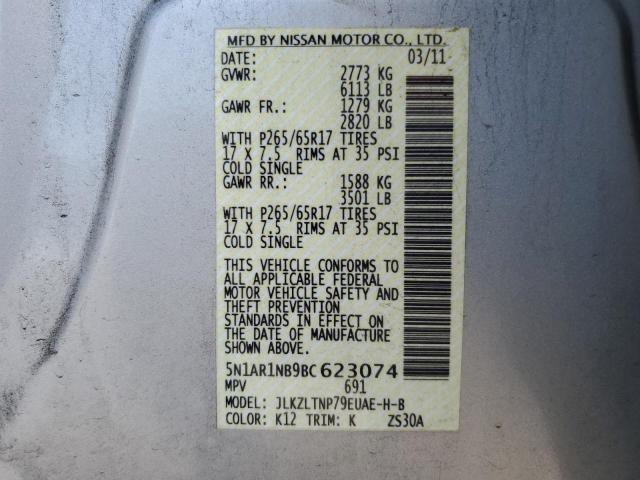 Photo 14 from auction – 2011 NISSAN PATHFINDER with VIN 5N1AR1NB9BC623074
