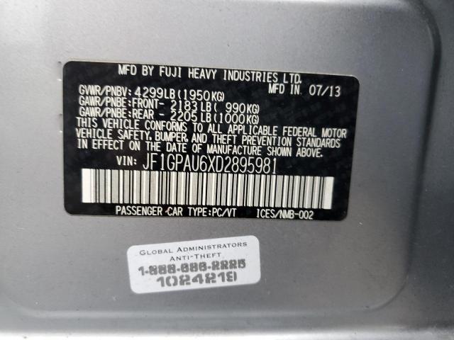 Photo 14 from auction – 2013 SUBARU IMPREZA SP with VIN JF1GPAU6XD2895981