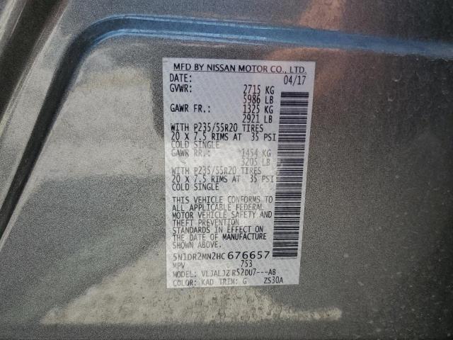 Photo 14 from auction – 2017 NISSAN PATHFINDER with VIN 5N1DR2MN2HC676657