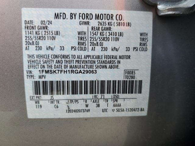 Photo 14 from auction – 2024 FORD EXPLORER L with VIN 1FMSK7FH1RGA29063
