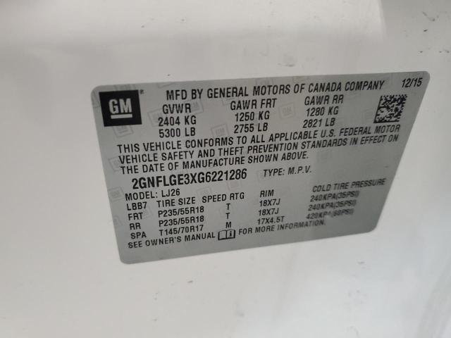 Photo 14 from auction – 2016 CHEVROLET EQUINOX LT with VIN 2GNFLGE3XG6221286