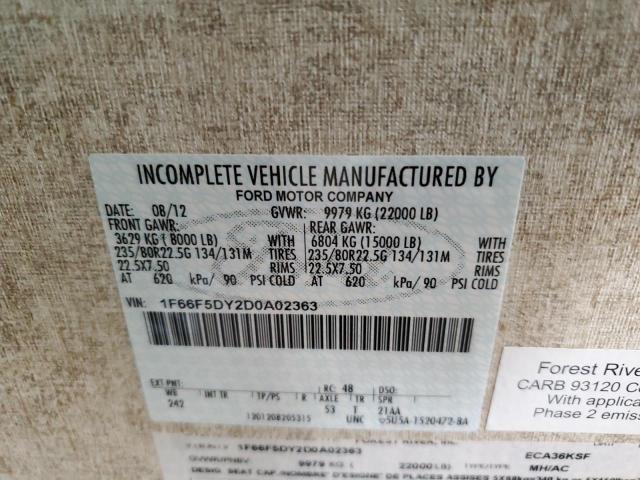 Photo 10 from auction – 2013 FORD F53 with VIN 1F66F5DY2D0A02363