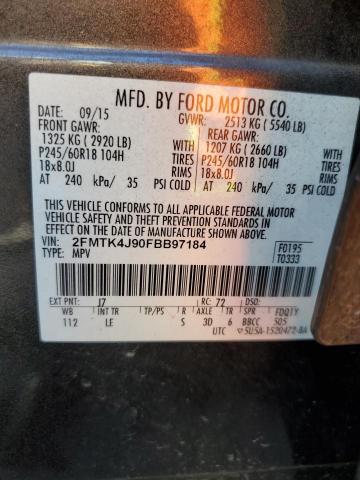 Photo 14 from auction – 2015 FORD EDGE SEL with VIN 2FMTK4J90FBB97184