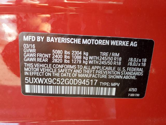 Photo 14 from auction – 2016 BMW X3 XDRIVE2 with VIN 5UXWX9C52G0D94517