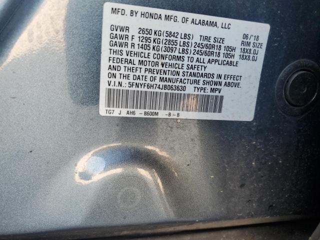 Photo 14 from auction – 2018 HONDA PILOT EXLN with VIN 5FNYF6H74JB063630