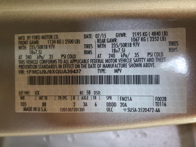 Photo 14 from auction – 2016 FORD ESCAPE TIT with VIN 1FMCU9J9XGUA39437