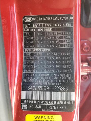 Photo 14 from auction – 2017 LAND ROVER RANGE ROVE with VIN SALVP2BG9HH225286