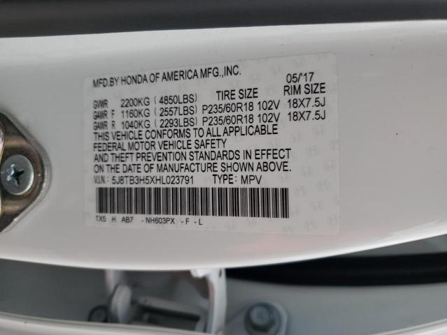Photo 14 from auction – 2017 ACURA RDX TECHNO with VIN 5J8TB3H5XHL023791