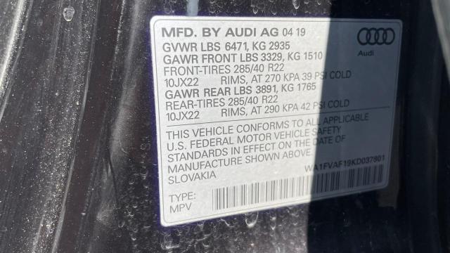 Photo 10 from auction – 2019 AUDI Q8 PRESTIG with VIN WA1FVAF19KD037801
