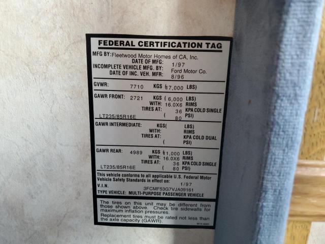 Photo 10 from auction – 1997 FTWD MOTORHOME with VIN 3FCMF53G7VJA09161