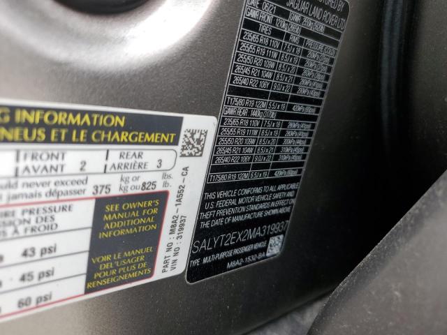 Foto 14 de la subasta – 2021 LAND ROVER RANGE ROVE con VIN SALYT2EX2MA319937