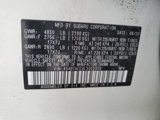 Photo 14 from auction – 2020 SUBARU OUTBACK PR with VIN 4S4BTACC8L3222313