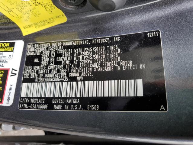 Photo 14 from auction – 2012 TOYOTA VENZA LE with VIN 4T3BK3BB8CU064435