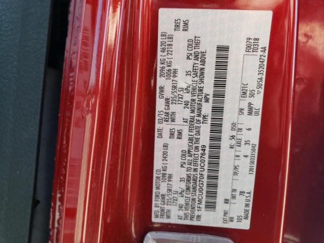 Photo 14 from auction – 2015 FORD ESCAPE SE with VIN 1FMCU0G70FUC07649