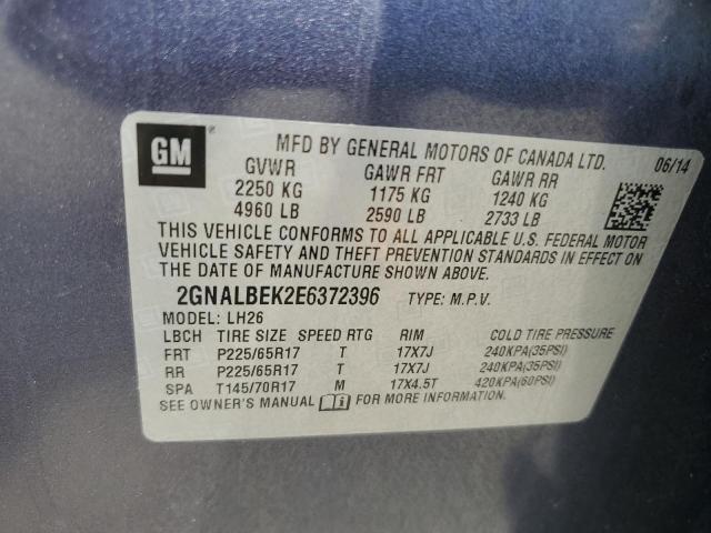 Photo 14 from auction – 2014 CHEVROLET EQUINOX LT with VIN 2GNALBEK2E6372396