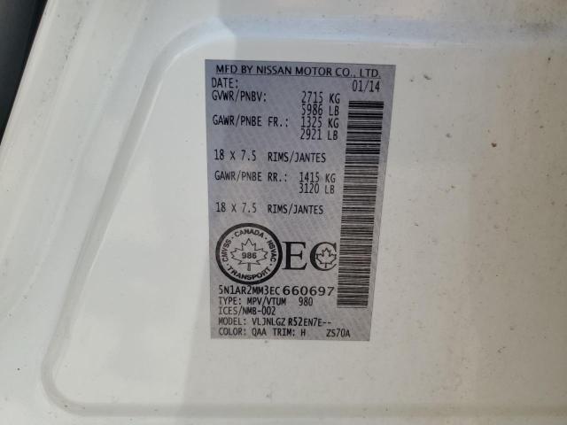 Photo 14 from auction – 2014 NISSAN PATHFINDER with VIN 5N1AR2MM3EC660697