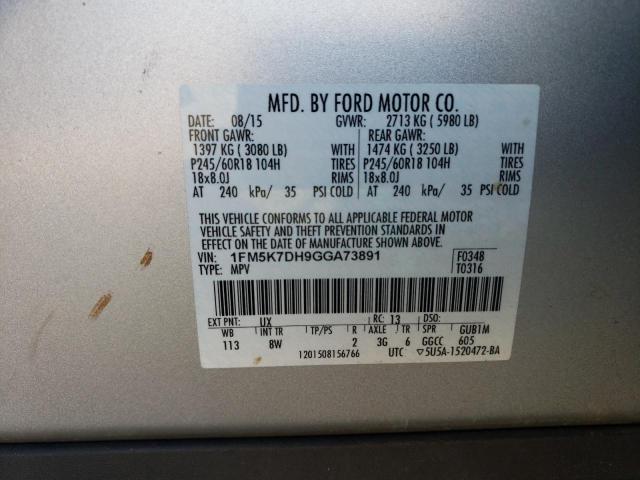 Photo 14 from auction – 2016 FORD EXPLORER X with VIN 1FM5K7DH9GGA73891