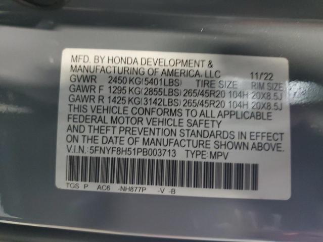 Photo 14 from auction – 2023 HONDA PASSPORT E with VIN 5FNYF8H51PB003713
