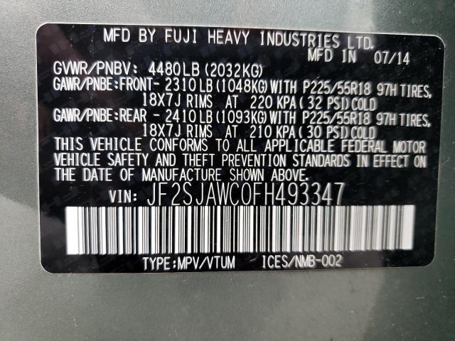 Фото 14 с аукциона – 2015 SUBARU FORESTER 2 с VIN JF2SJAWC0FH493347