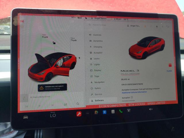 Photo 9 from auction – 2021 TESLA MODEL 3 with VIN 5YJ3E1EC8MF078315