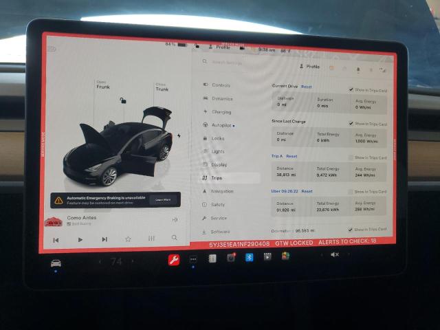 Photo 9 from auction – 2022 TESLA MODEL 3 with VIN 5YJ3E1EA1NF290408