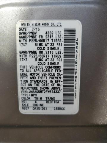 Photo 14 from auction – 2015 NISSAN ROGUE with VIN JN8AS5MT2FW674337