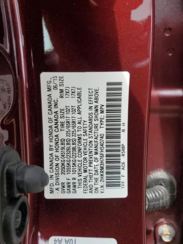 Photo 14 from auction – 2015 HONDA CR-V EXL with VIN 2HKRM3H76FH540740