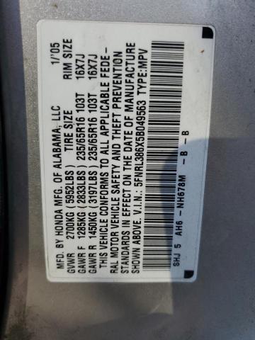 Photo 14 from auction – 2005 HONDA ODYSSEY EX with VIN 5FNRL386X5B049563