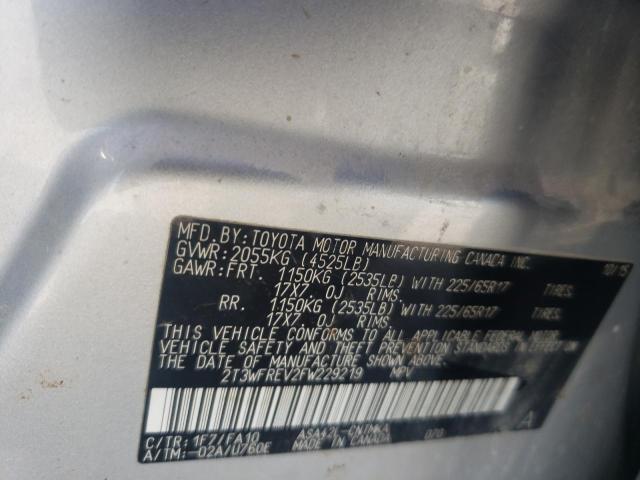 Photo 14 from auction – 2015 TOYOTA RAV4 XLE with VIN 2T3WFREV2FW229219