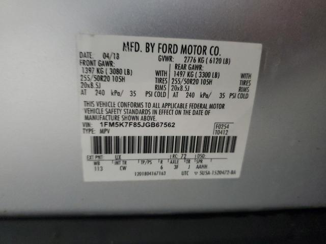 Photo 14 from auction – 2018 FORD EXPLORER L with VIN 1FM5K7F85JGB67562