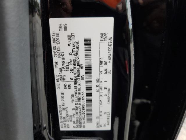 Photo 14 from auction – 2016 LINCOLN MKC SELECT with VIN 5LMCJ2C99GUJ12758