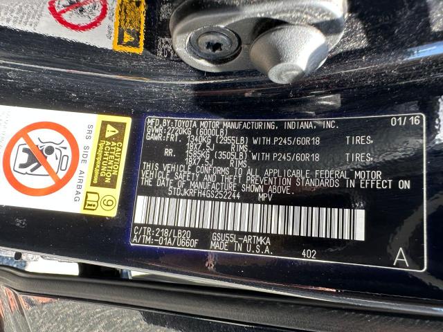 Photo 10 from auction – 2016 TOYOTA HIGHLANDER with VIN 5TDJKRFH4GS252244