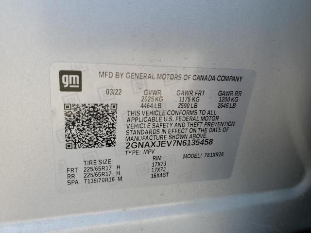 Photo 14 from auction – 2022 CHEVROLET EQUINOX LT with VIN 2GNAXJEV7N6135458