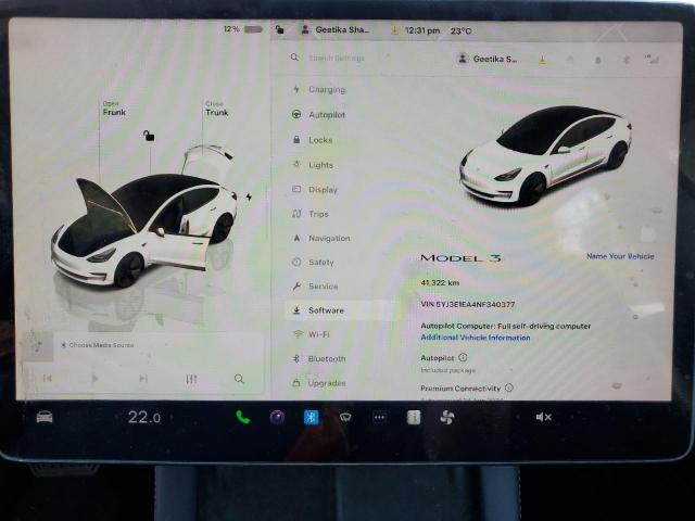 Photo 9 from auction – 2022 TESLA MODEL 3 with VIN 5YJ3E1EA4NF340377