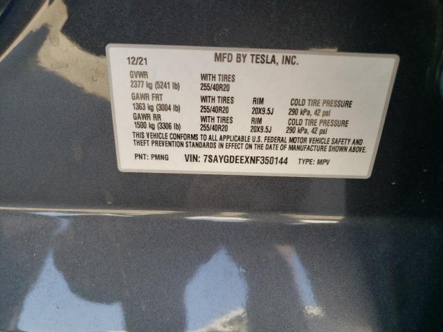 Photo 14 from auction – 2022 TESLA MODEL Y with VIN 7SAYGDEEXNF350144