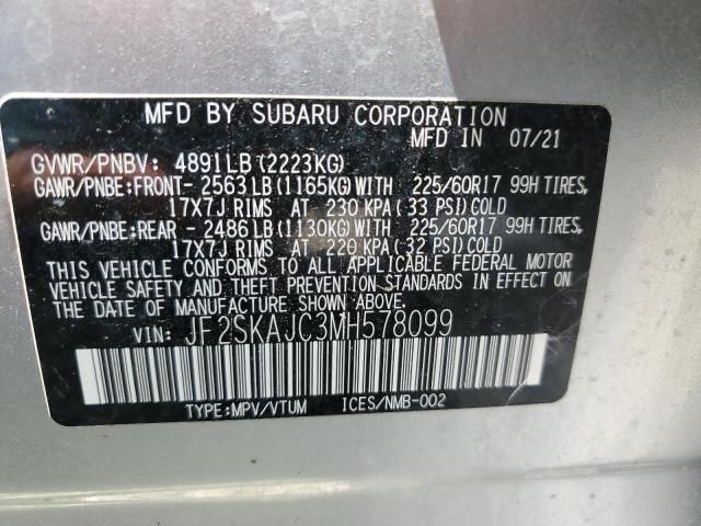 Photo 14 from auction – 2021 SUBARU FORESTER P with VIN JF2SKAJC3MH578099