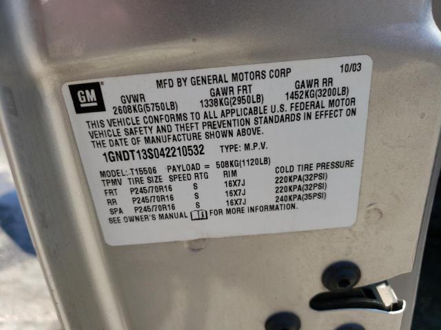 Photo 14 from auction – 2004 CHEVROLET TRAILBLAZE with VIN 1GNDT13S042210532