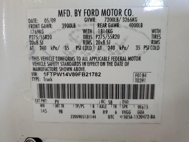 Photo 14 from auction – 2009 FORD F150 SUPER with VIN 1FTPW14V89FB21782