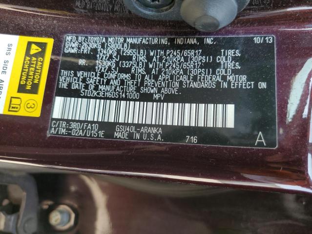 Photo 14 from auction – 2013 TOYOTA HIGHLANDER with VIN 5TDZK3EH6DS141000