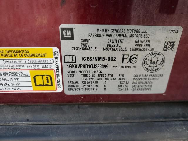Photo 14 from auction – 2016 GMC ACADIA SLE with VIN 1GKKVPKD1GJ238399