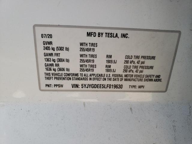 Photo 14 from auction – 2020 TESLA MODEL Y with VIN 5YJYGDEE5LF019630
