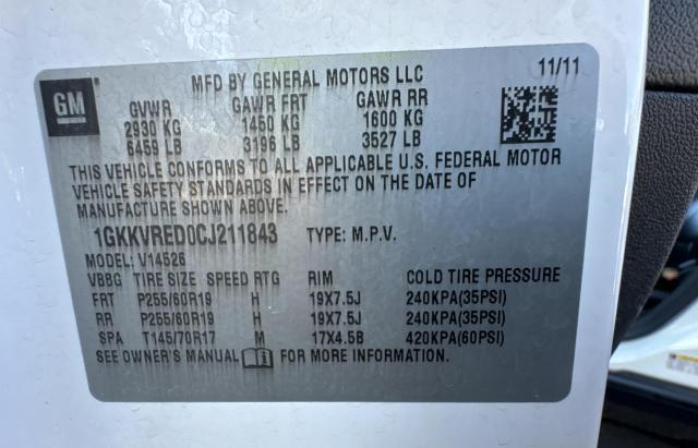 Photo 10 from auction – 2012 GMC ACADIA SLT with VIN 1GKKVRED0CJ211843