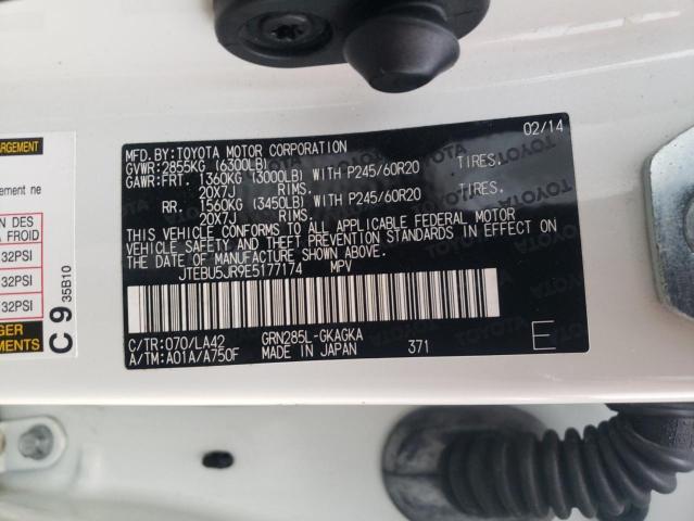 Photo 14 from auction – 2014 TOYOTA 4RUNNER SR with VIN JTEBU5JR9E5177174