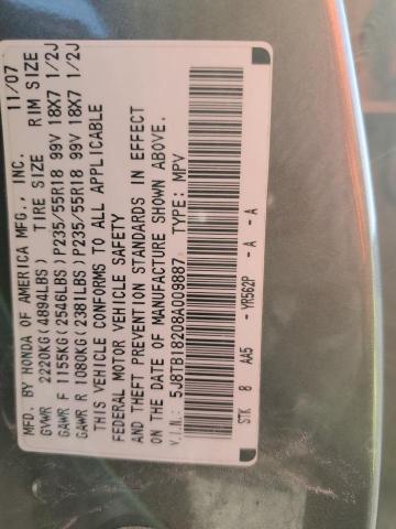 Photo 14 from auction – 2008 ACURA RDX with VIN 5J8TB18208A009887
