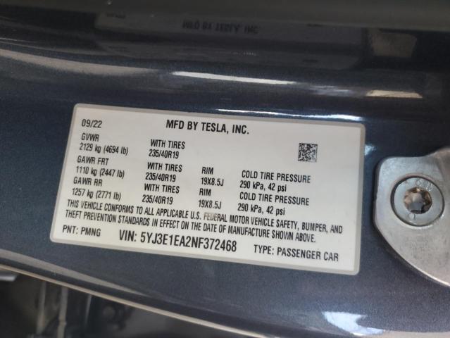 Photo 14 from auction – 2022 TESLA MODEL 3 with VIN 5YJ3E1EA2NF372468