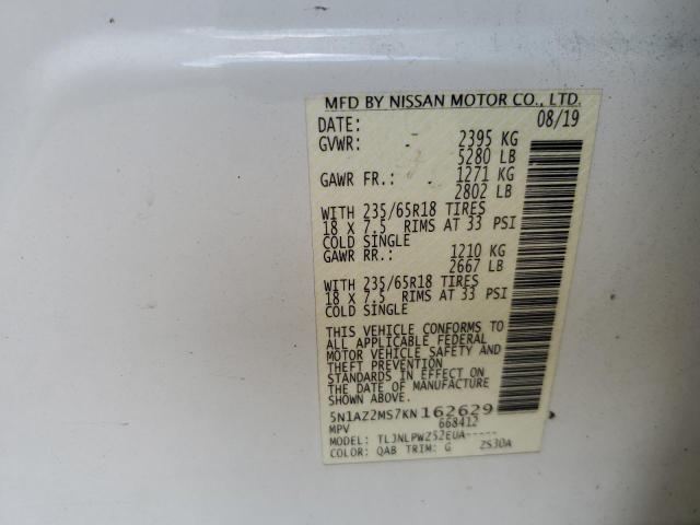 Photo 14 from auction – 2019 NISSAN MURANO S with VIN 5N1AZ2MS7KN162629