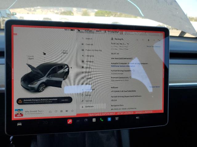 Photo 9 from auction – 2022 TESLA MODEL Y with VIN 7SAYGAEE3NF393657