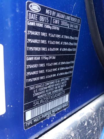Photo 14 from auction – 2016 LAND ROVER RANGE ROVE with VIN SALWZ2EFXGA548173
