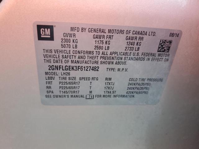 Photo 14 from auction – 2015 CHEVROLET EQUINOX LT with VIN 2GNFLGEK3F6127482